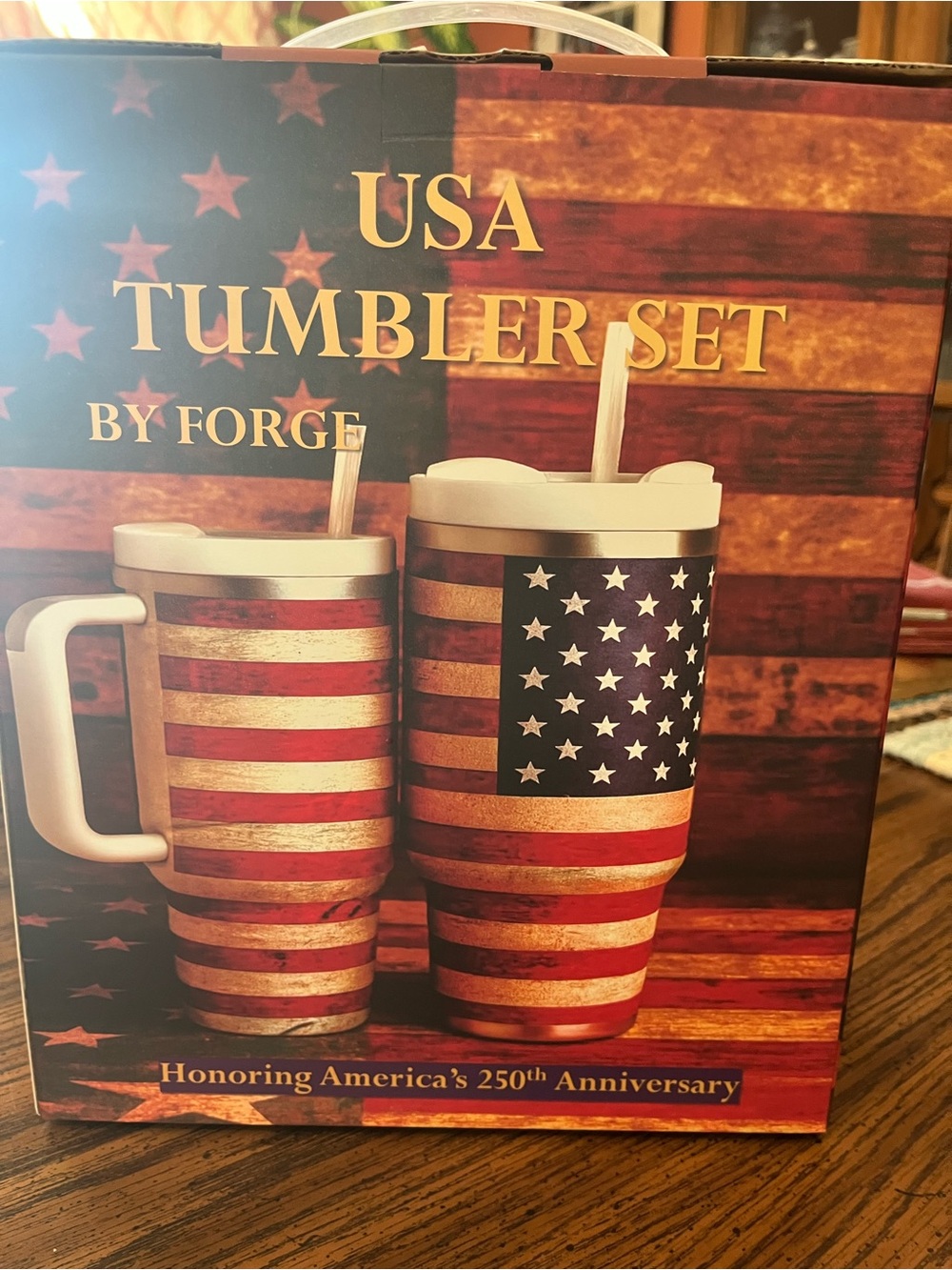 USA Flag Tumbler Set - Red, White & Blue NIB